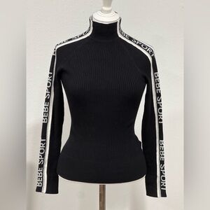 bebe vintage Black and White Fitted Long Sleeve sweater